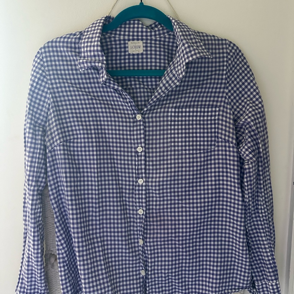 JCREW button up, purple gingham